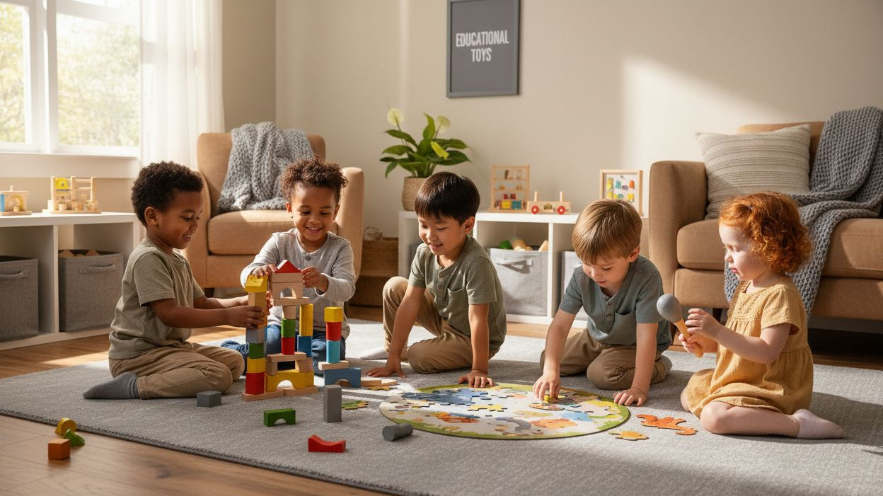 children playing educational toys