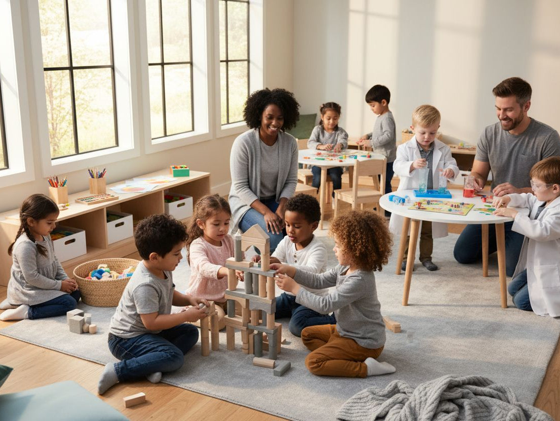 educational toys, children playing, learning environment