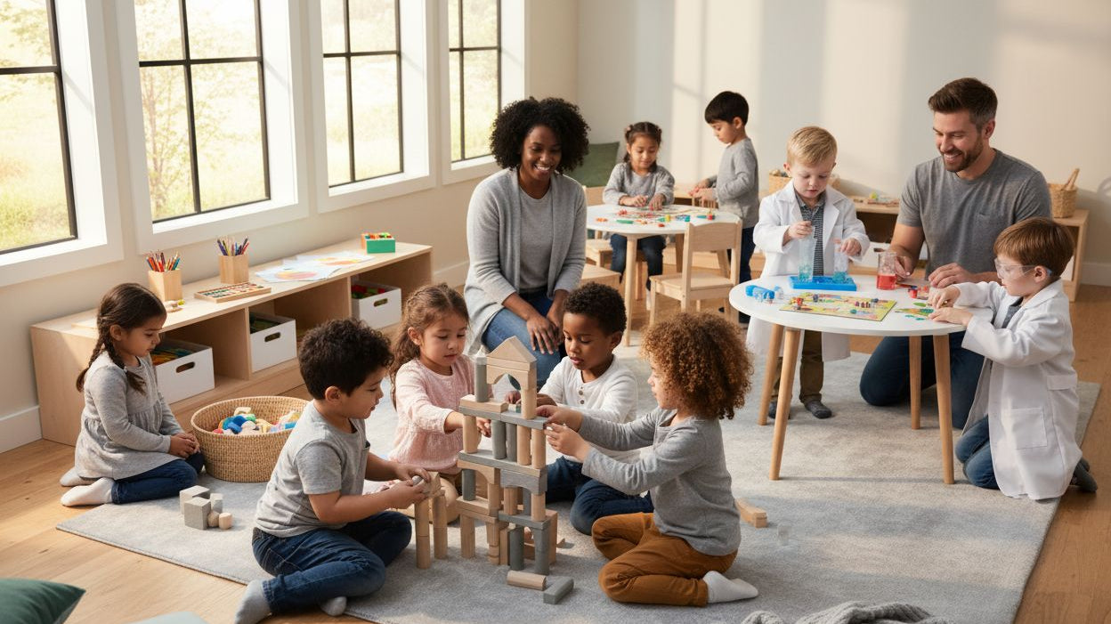 educational toys, children playing, learning environment