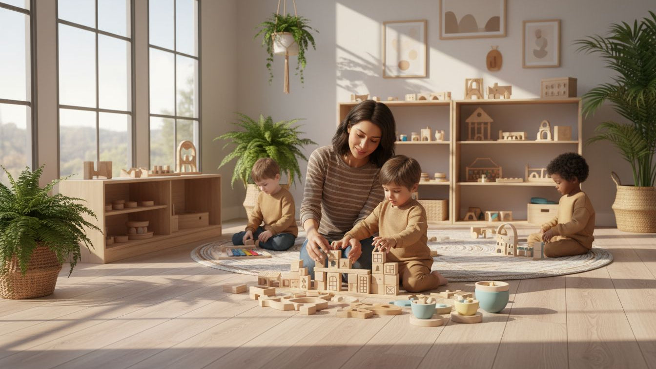 modern wooden toys playroom