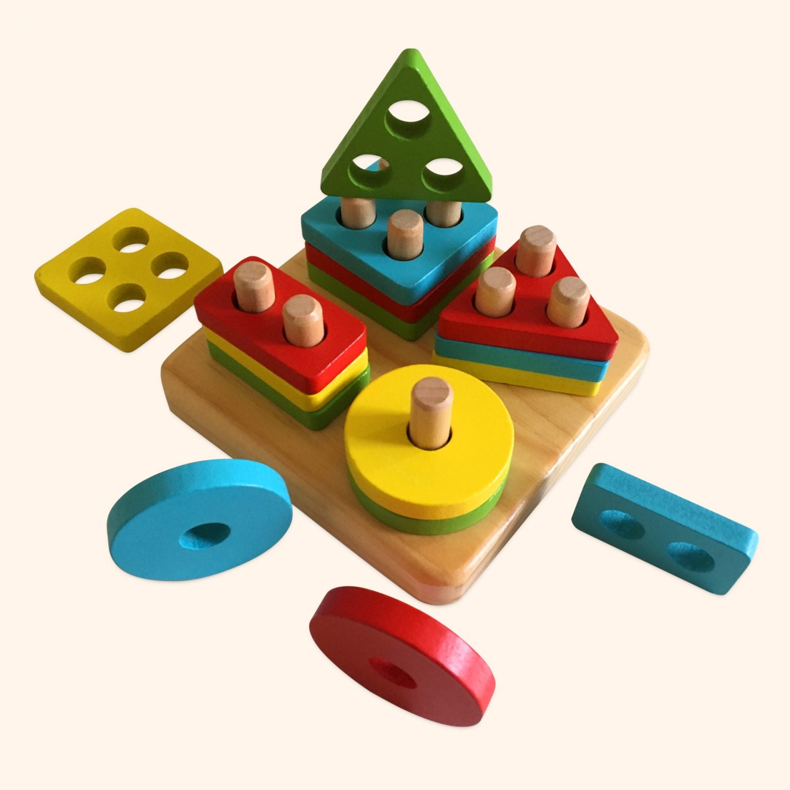 Bee Smart Wooden Stack & Learn Geometric Shape Puzzle by Bee Smart - Learning Bugs UK