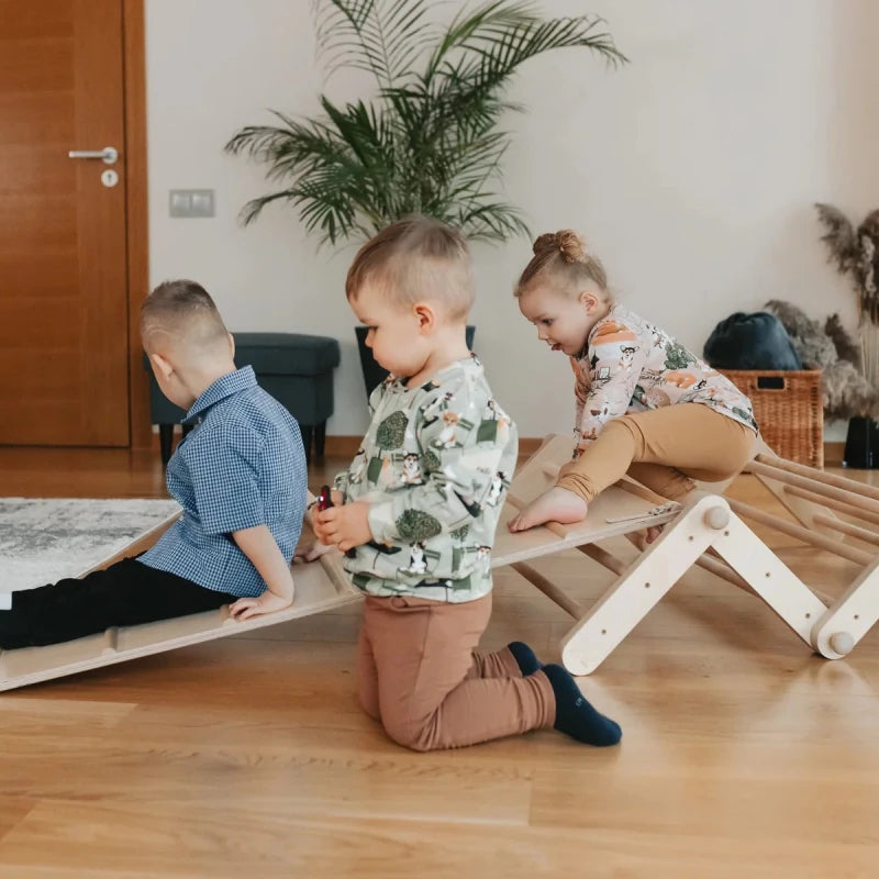 Ette Tete Pikler Triangle with Ramp | Modifiable Montessori Climbing Frame – Climbing Triangle for children, available at Learning Bugs UK