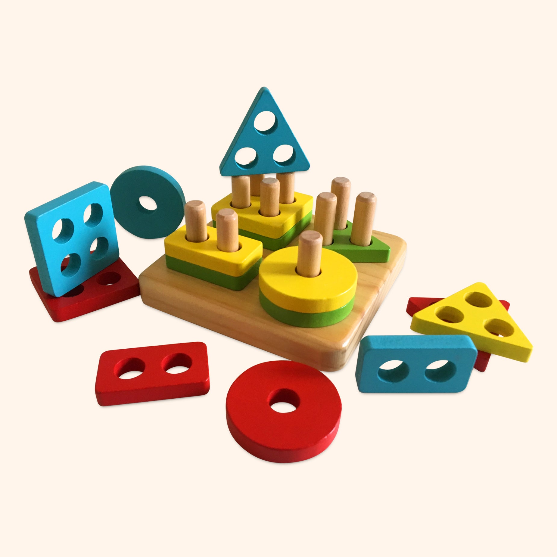 Bee Smart Wooden Stack & Learn Geometric Shape Puzzle by Bee Smart - Learning Bugs UK