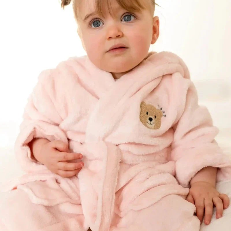 COZY Bear Hooded Dressing Gown Bear Ears - Pink – Bathrobes & Towels for children, available at Learning Bugs UK