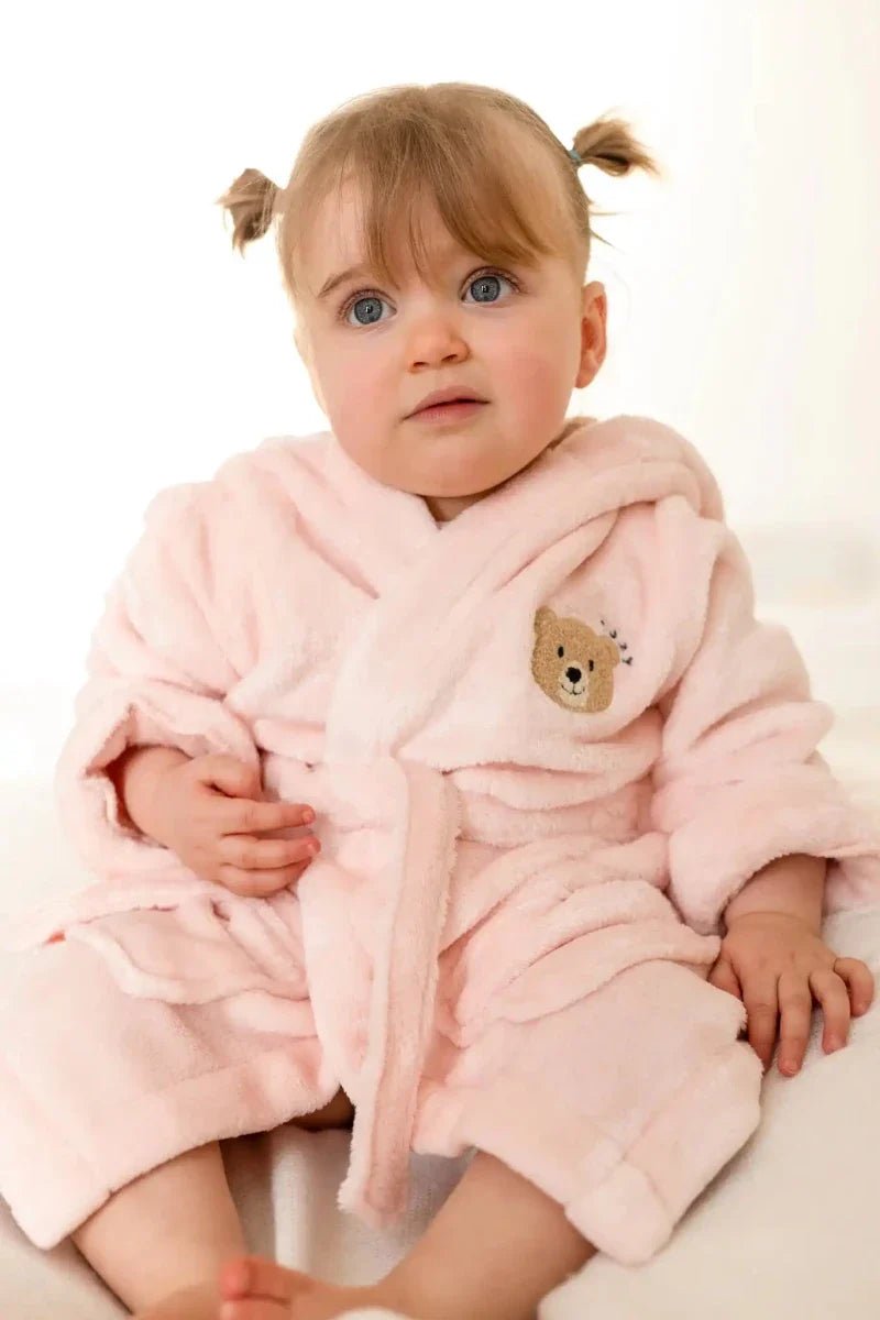COZY Bear Hooded Dressing Gown Bear Ears - Pink – Bathrobes & Towels for children, available at Learning Bugs UK
