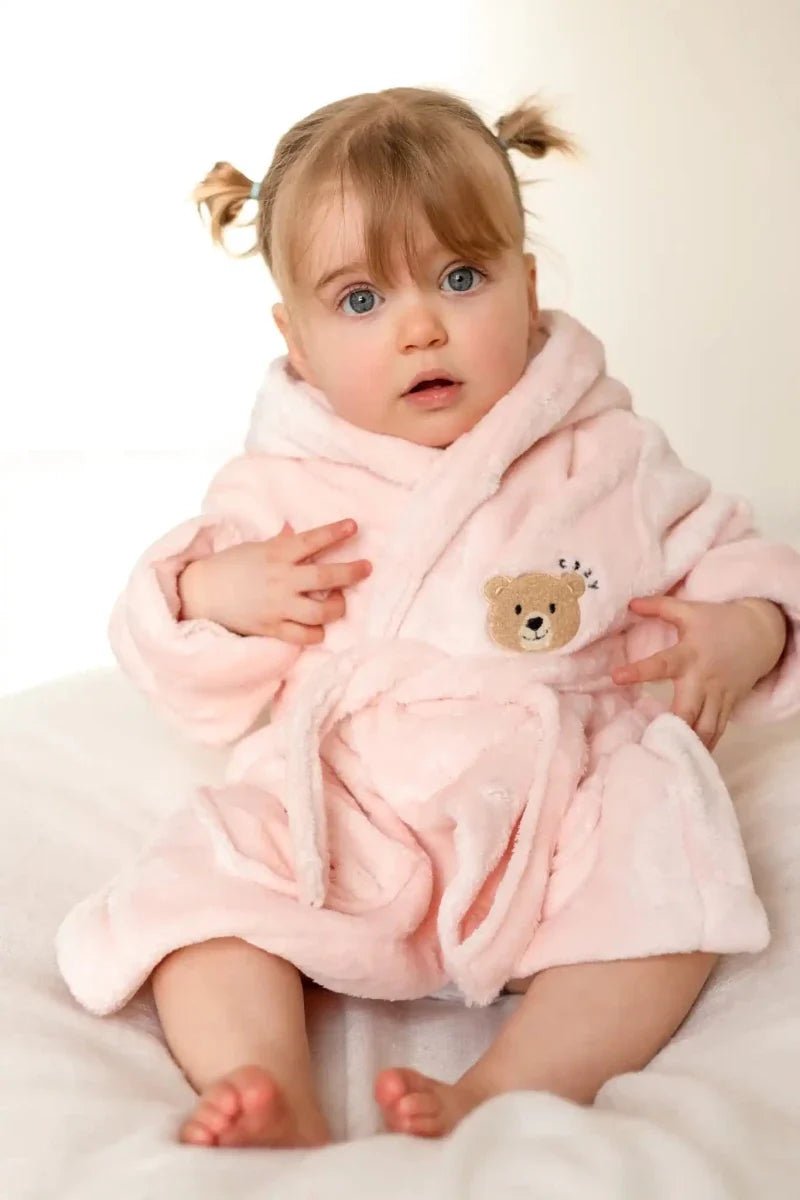 COZY Bear Hooded Dressing Gown Bear Ears - Pink – Bathrobes & Towels for children, available at Learning Bugs UK