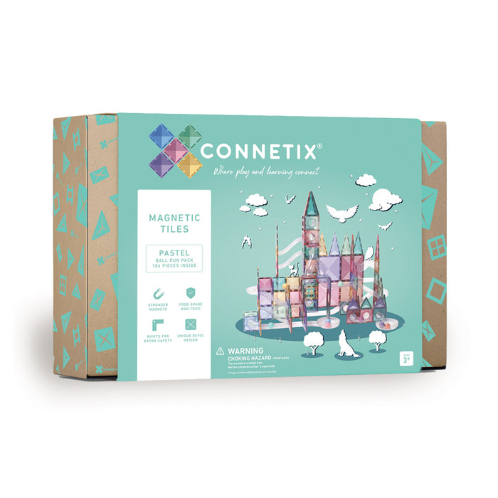 Connetix Magnetic Tiles 106 Piece Pastel Ball Run Pack