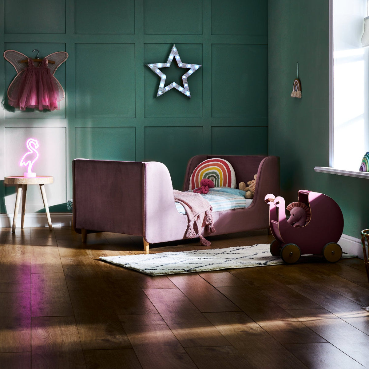 Obaby Lumi Velvet Toddler Bed - Dusty Pink