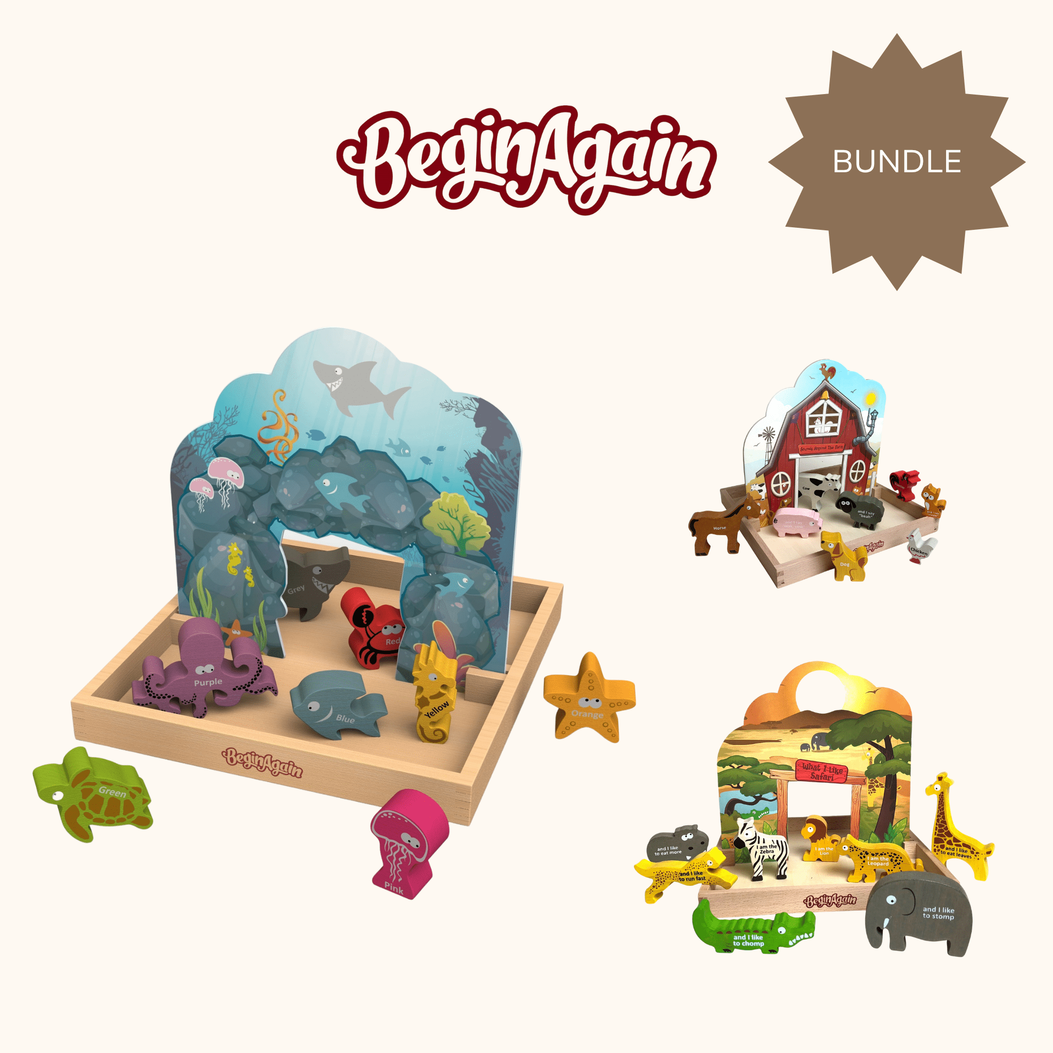 Begin Again Story Box Trio Bundle Sea Farm Safari – for children, available at Learning Bugs UK