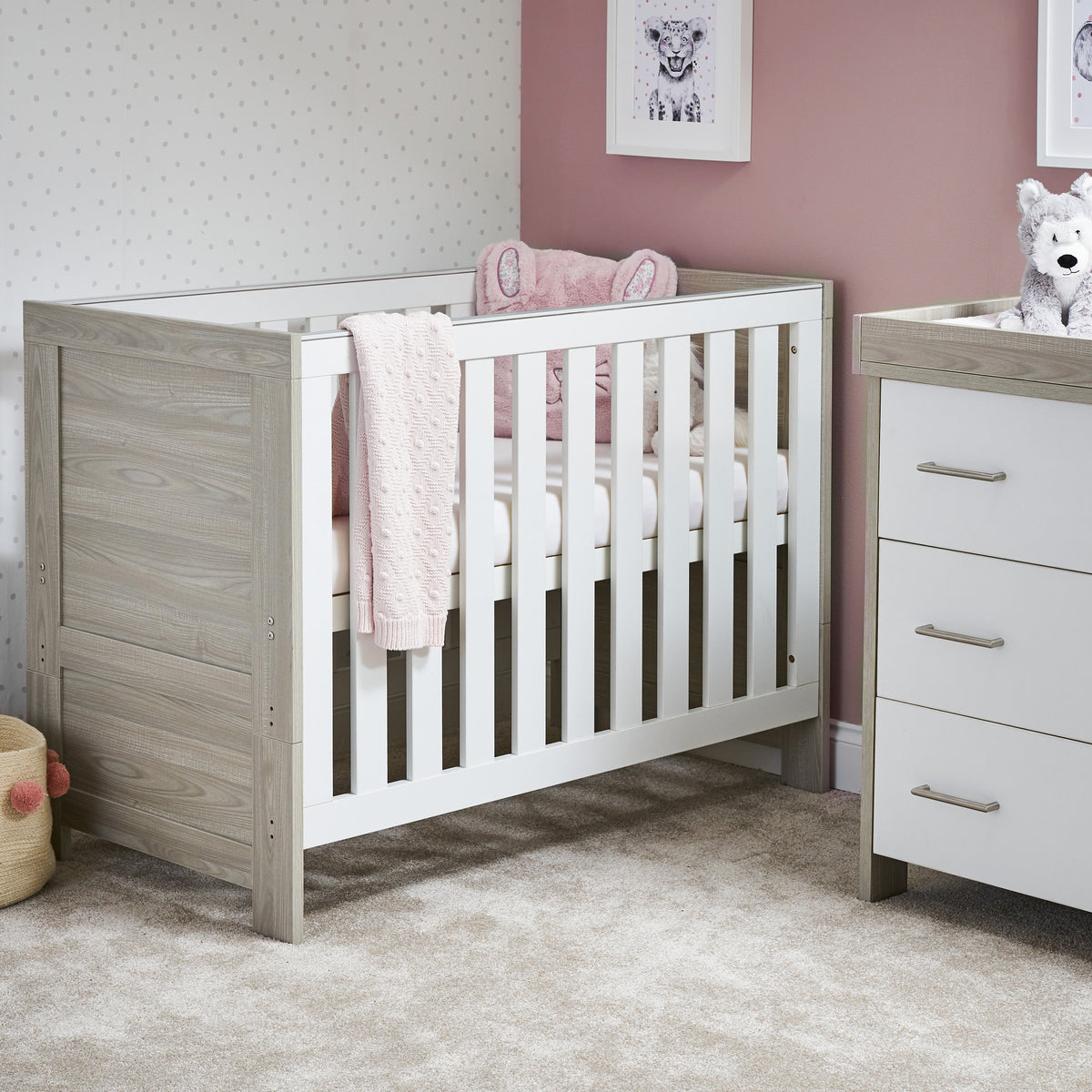 Obaby Nika Mini 2 Piece Room Set - Grey Wash & White