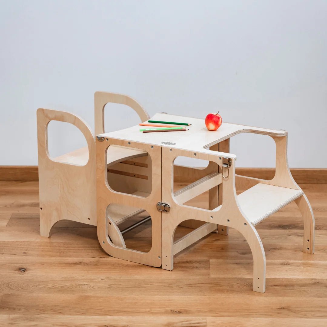 MIIMO Adjustable Toddler Step Stool, Montessori Wooden Stool – Learning Towers for children, available at Learning Bugs UK