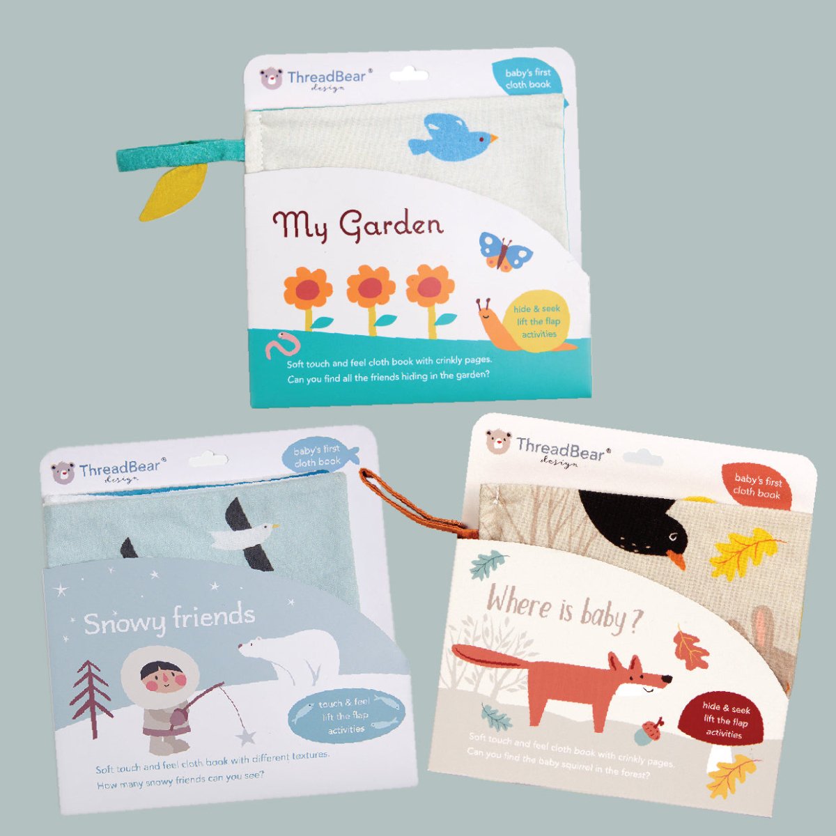 Baby Activity Book Set of 3 Bundle – Rag Books bundle for children, available at Learning Bugs UK