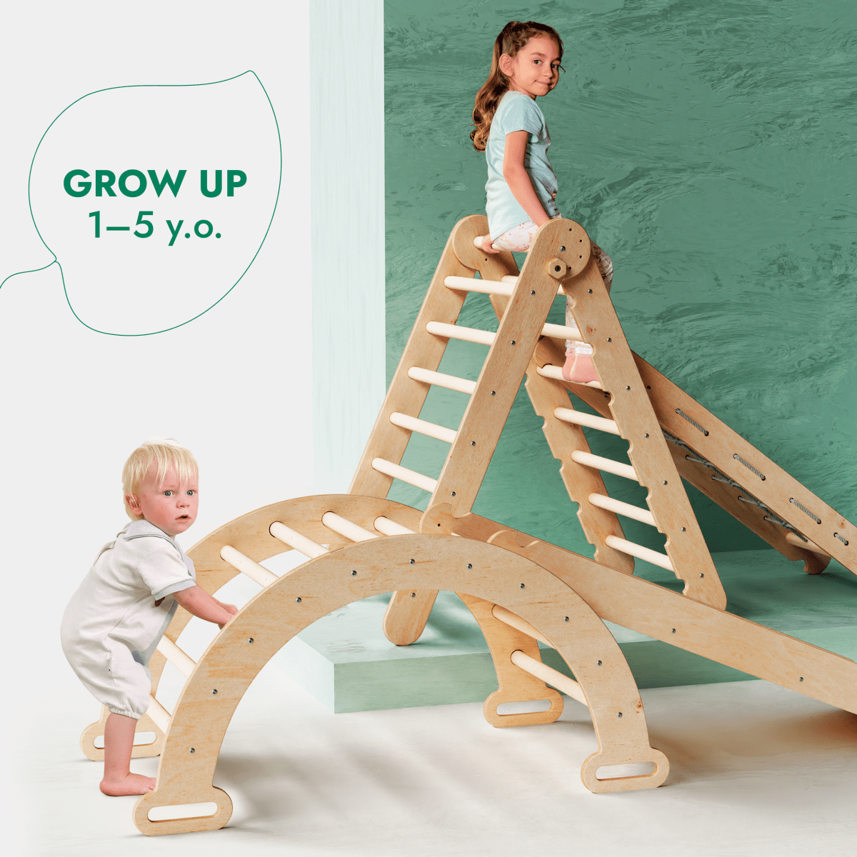 Goodevas 4 in 1 Montessori Climbing Frame with Net – 4in1 Playsets for children, available at Learning Bugs UK