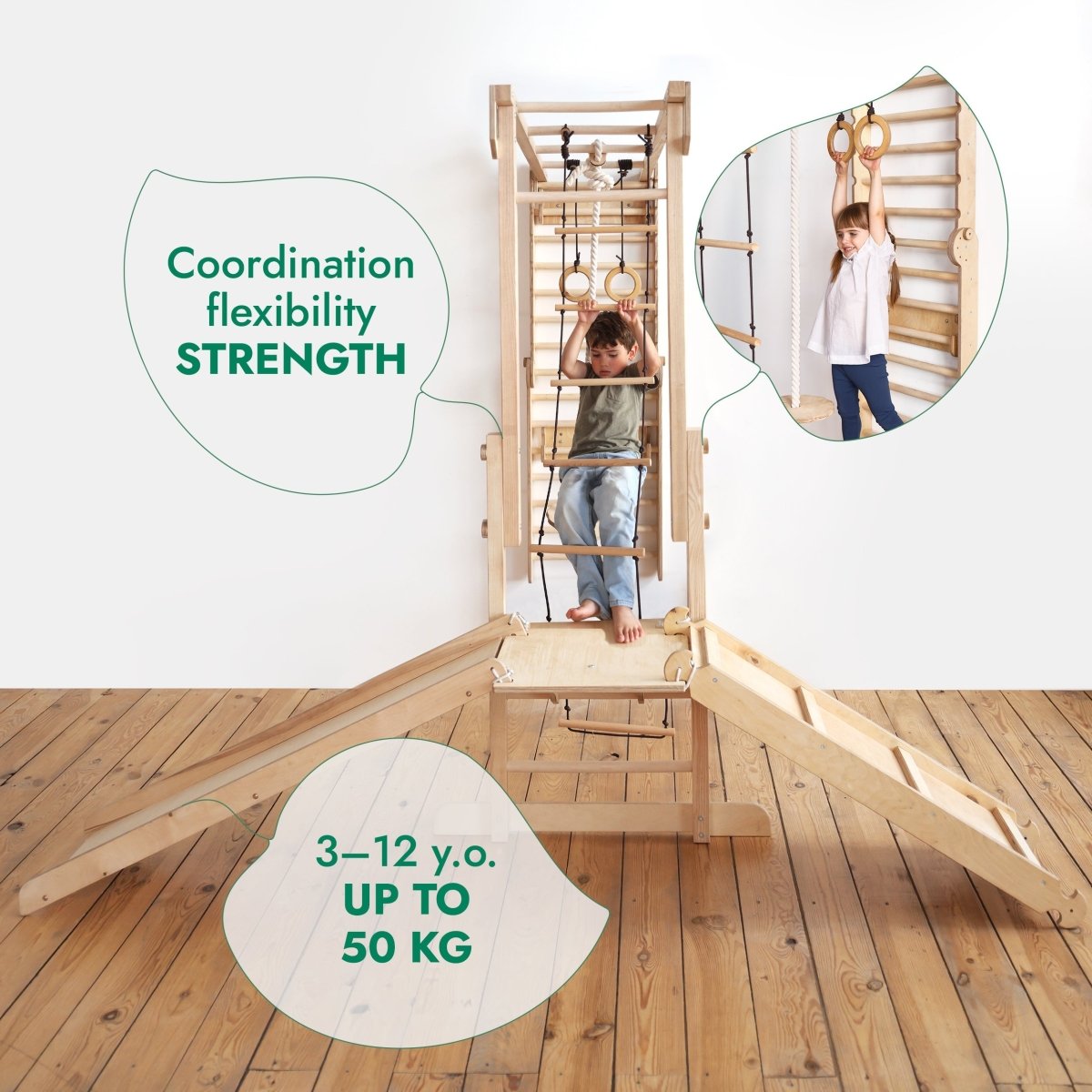 Jungle Play Set for Swedish Walls – Climbing Accessories for children, available at Learning Bugs UK