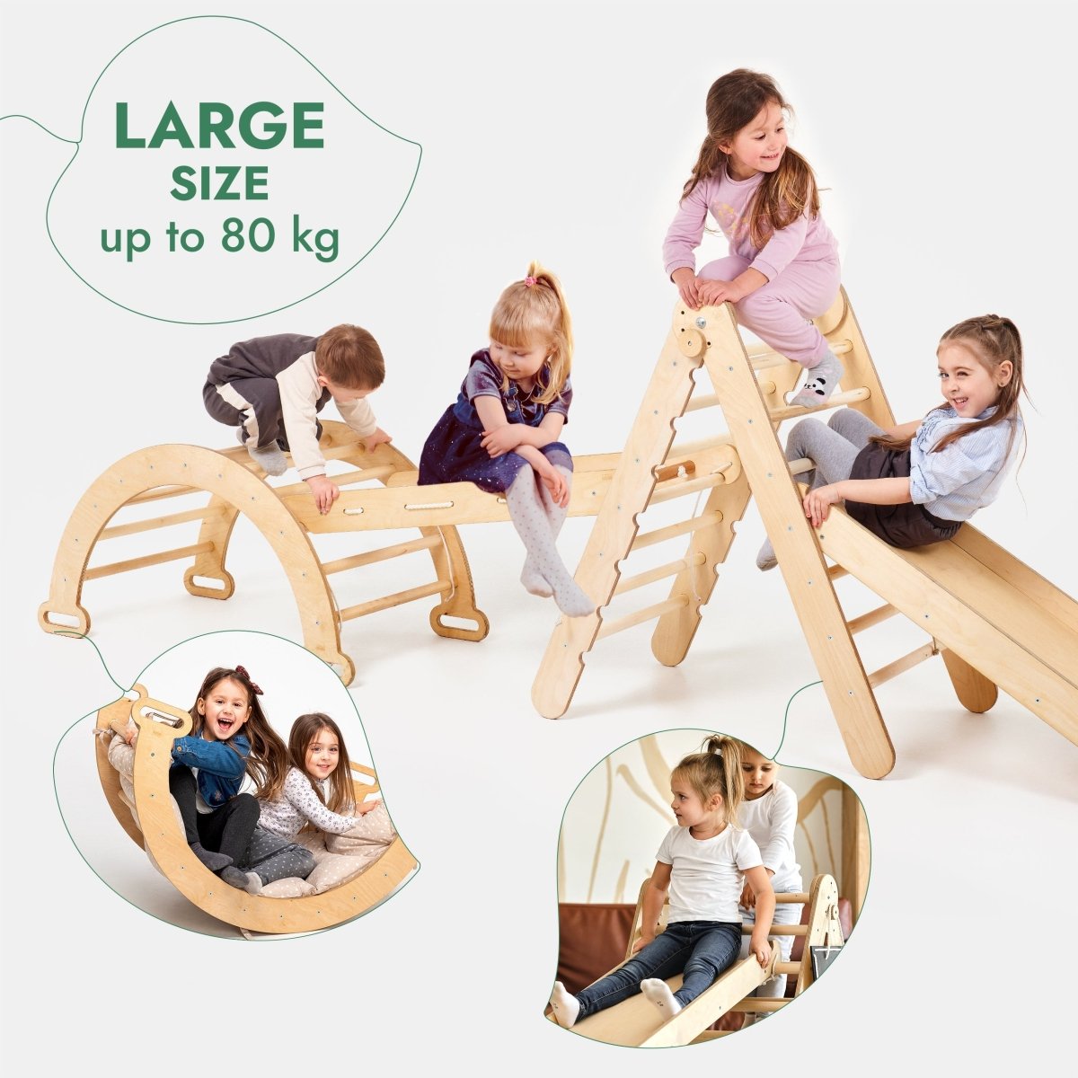 Goodevas 4 in 1 Montessori Climbing Frame with Net – 4in1 Playsets for children, available at Learning Bugs UK