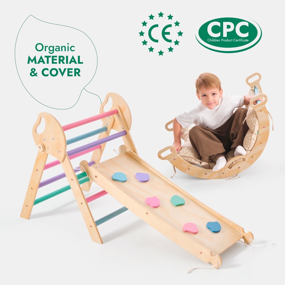 Goodevas 4 in 1 Montessori Climbing Set – Pastel – 4in1 Playsets for children, available at Learning Bugs UK