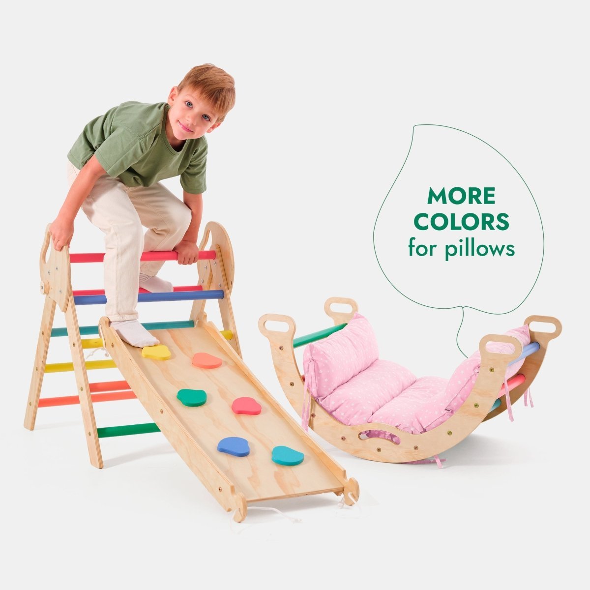 Goodevas 4 in 1 Montessori Climbing Set – Rainbow – 4in1 Playsets for children, available at Learning Bugs UK