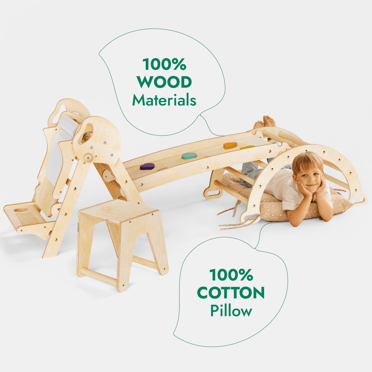 Goodevas 5 in 1 Montessori Climbing Frame – 5in1 Playsets for children, available at Learning Bugs UK