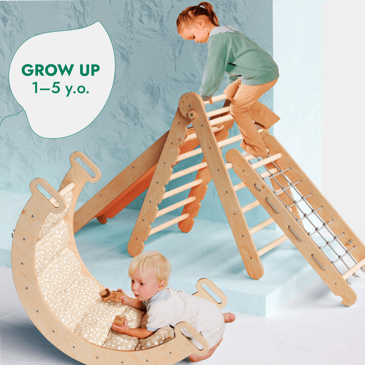 Goodevas 5 in 1 Montessori Climbing Frame – 5in1 Playsets for children, available at Learning Bugs UK