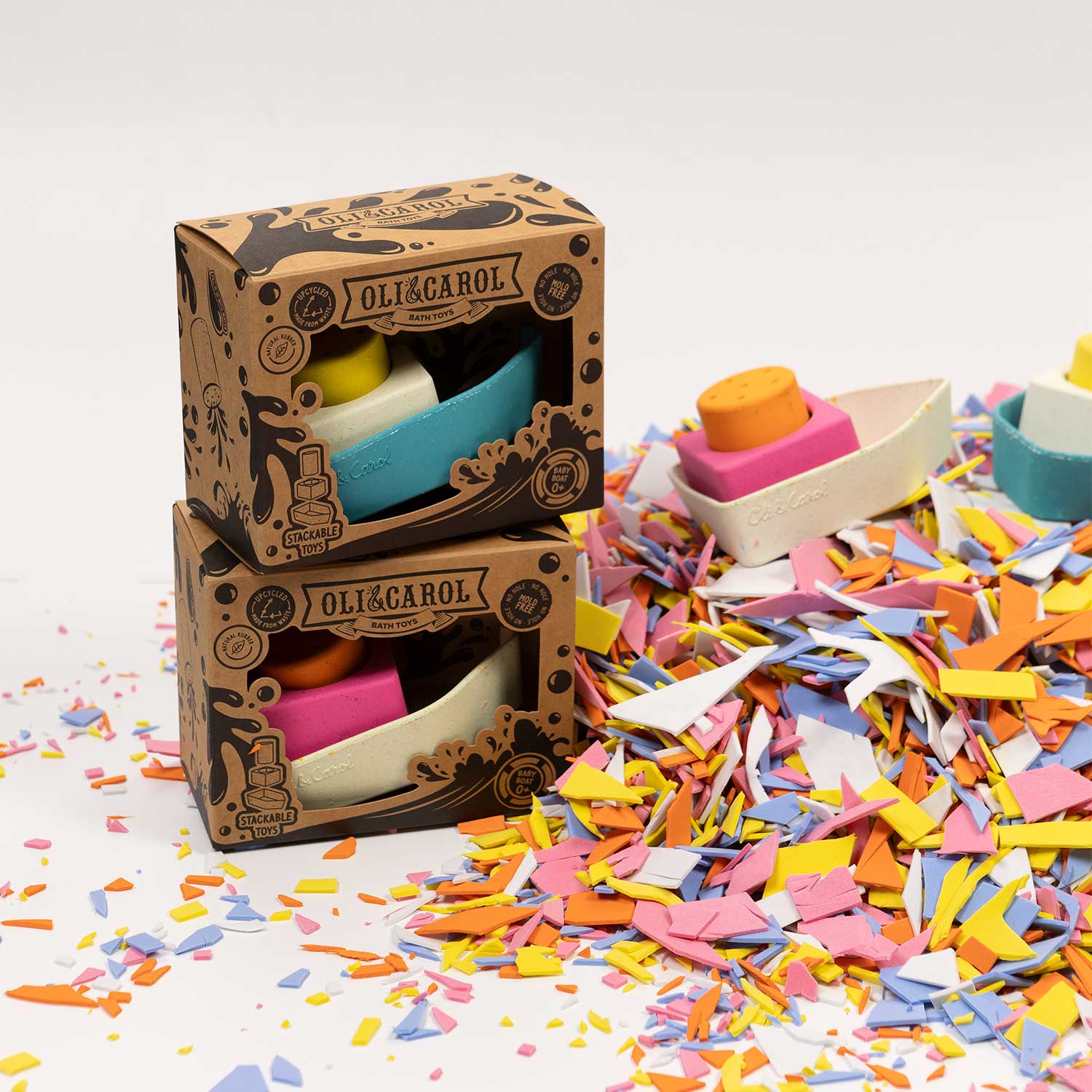Oli & Carol Upcycled Boat Bath Toy Yellow – Bath Toys for children, available at Learning Bugs UK