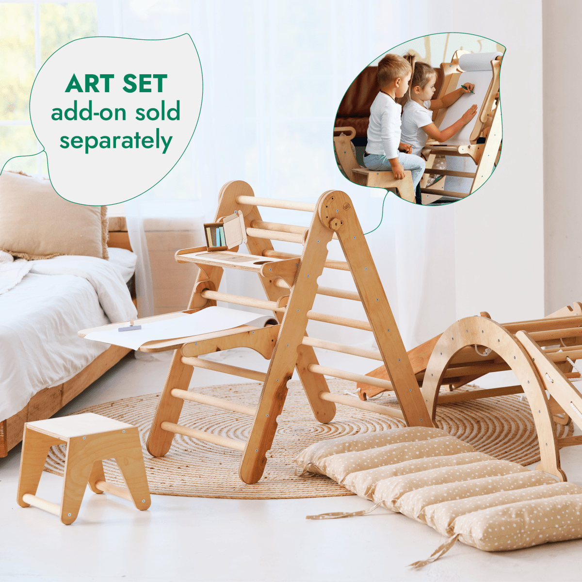 Goodevas 4 in 1 Montessori Climbing Frame with Net – 4in1 Playsets for children, available at Learning Bugs UK