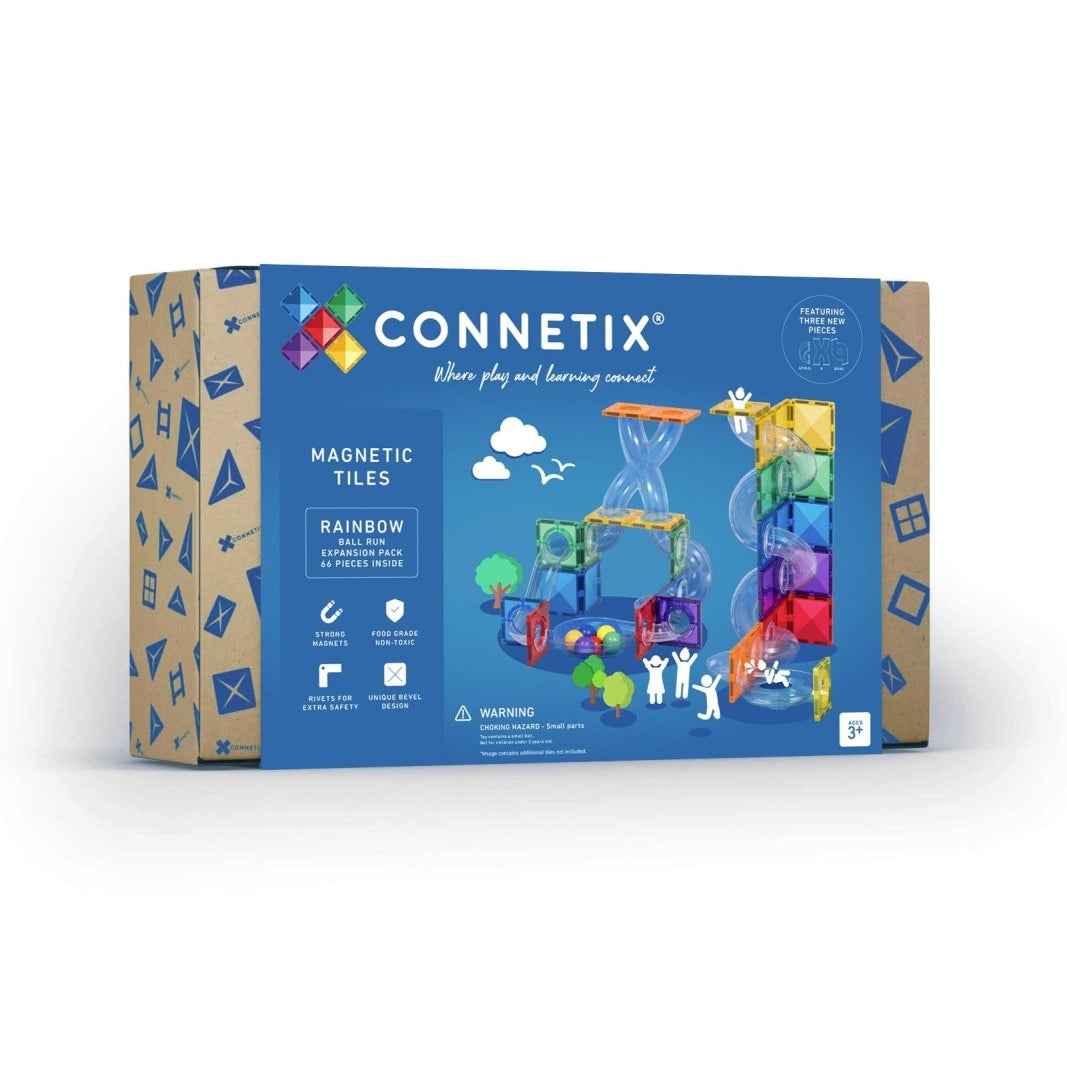Connetix Magnetic Tiles Rainbow Ball Run Expansion Pack 66 Piece – Magnetic Tiles for children, available at Learning Bugs UK