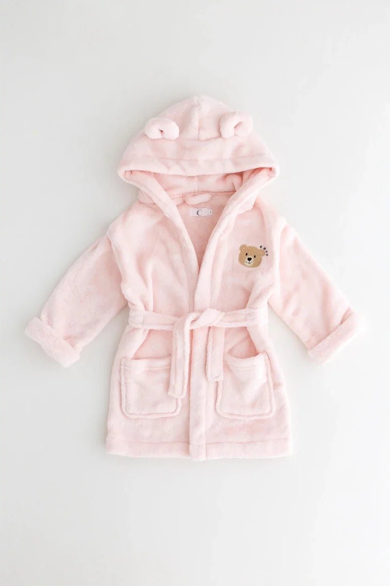 COZY Bear Hooded Dressing Gown Bear Ears - Pink – Bathrobes & Towels for children, available at Learning Bugs UK