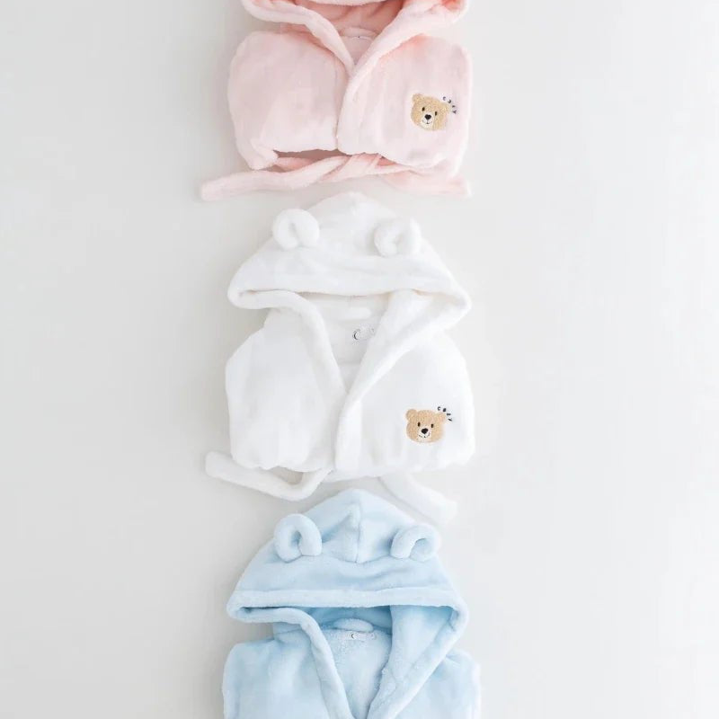 COZY Bear Hooded Dressing Gown Bear Ears - White – Bathrobes & Towels for children, available at Learning Bugs UK