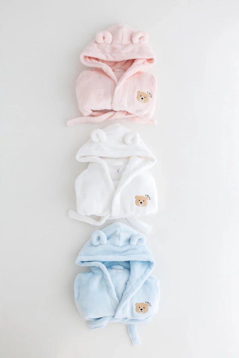 COZY Bear Hooded Dressing Gown Bear Ears - White – Bathrobes & Towels for children, available at Learning Bugs UK
