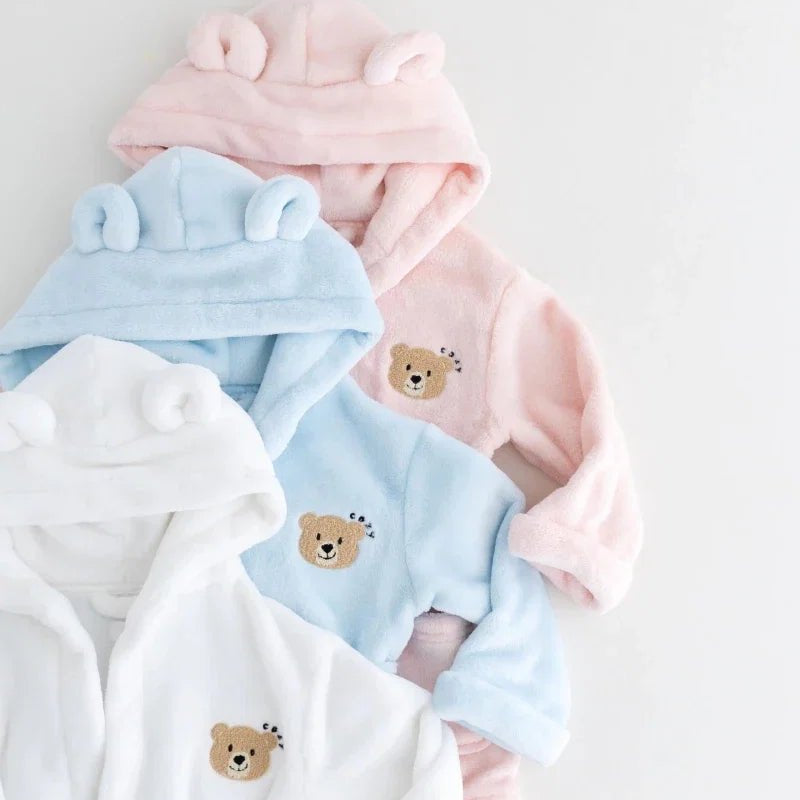 COZY Bear Hooded Dressing Gown Bear Ears - Pink – Bathrobes & Towels for children, available at Learning Bugs UK