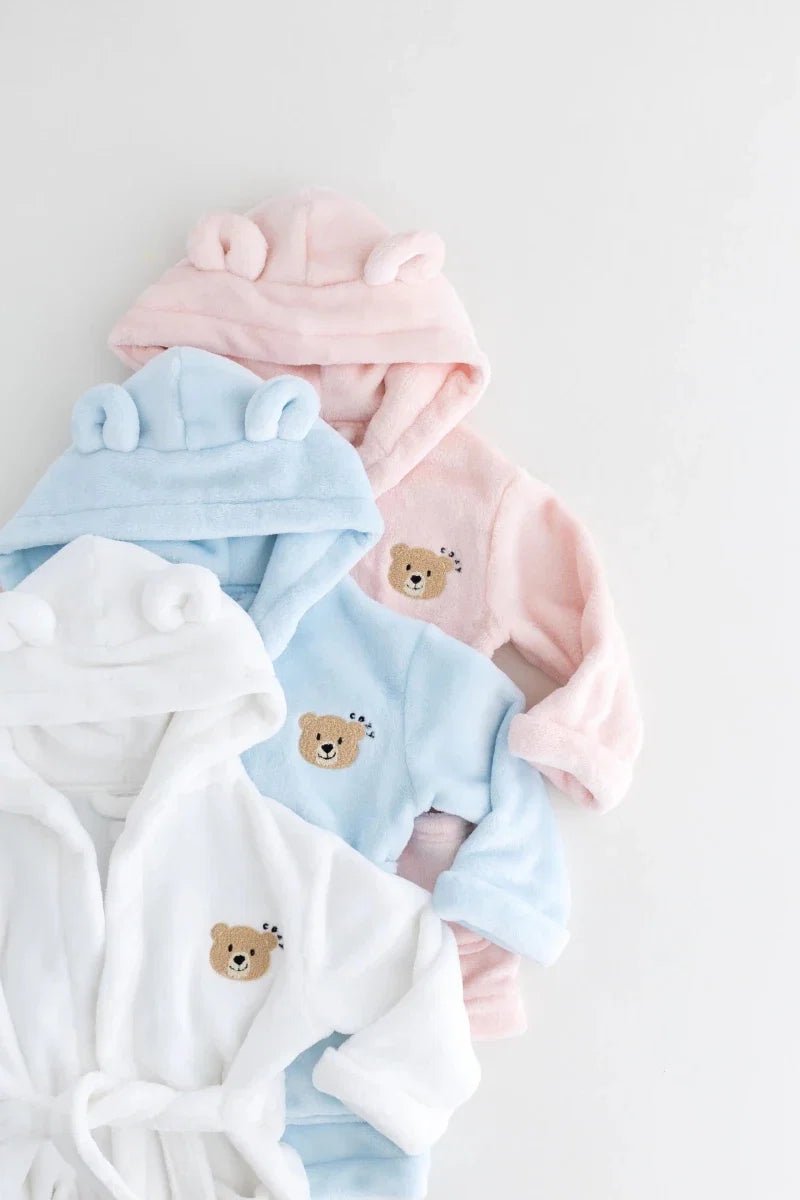 COZY Bear Hooded Dressing Gown Bear Ears - Pink – Bathrobes & Towels for children, available at Learning Bugs UK