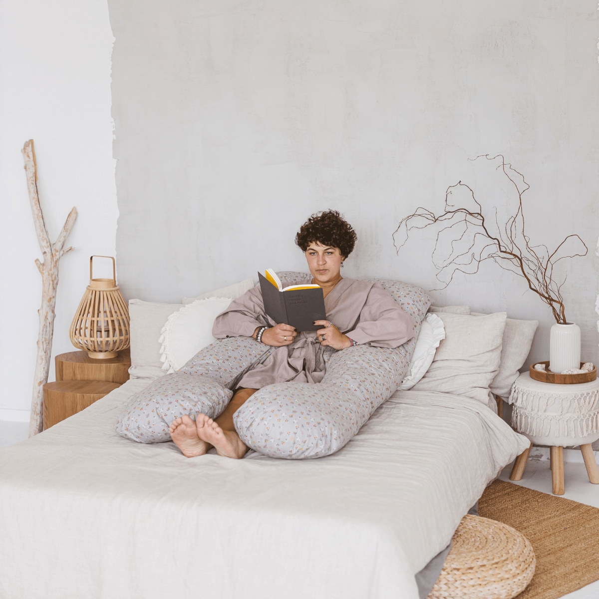 MINICAMP U-Shaped Pregnancy Pillow with Organic Cover in Grey | Kapok & Latex Blend or PES Filling – Body Pillows U Shaped for children, available at Learning Bugs UK