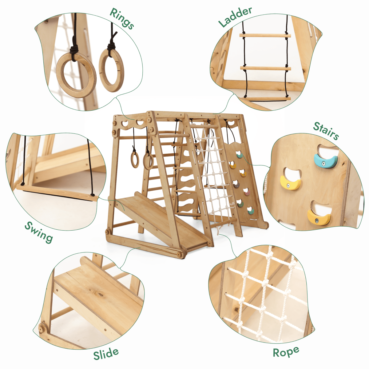 Goodevas 6 in 1 Indoor Playground Climbing Frame – Playhouses for children, available at Learning Bugs UK