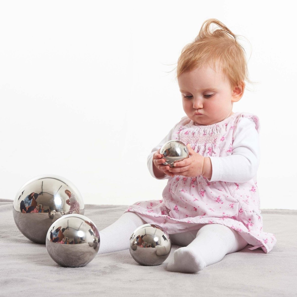 Sensory Steel Silver Balls – Baby Toys & Activity Equipment for children, available at Learning Bugs UK