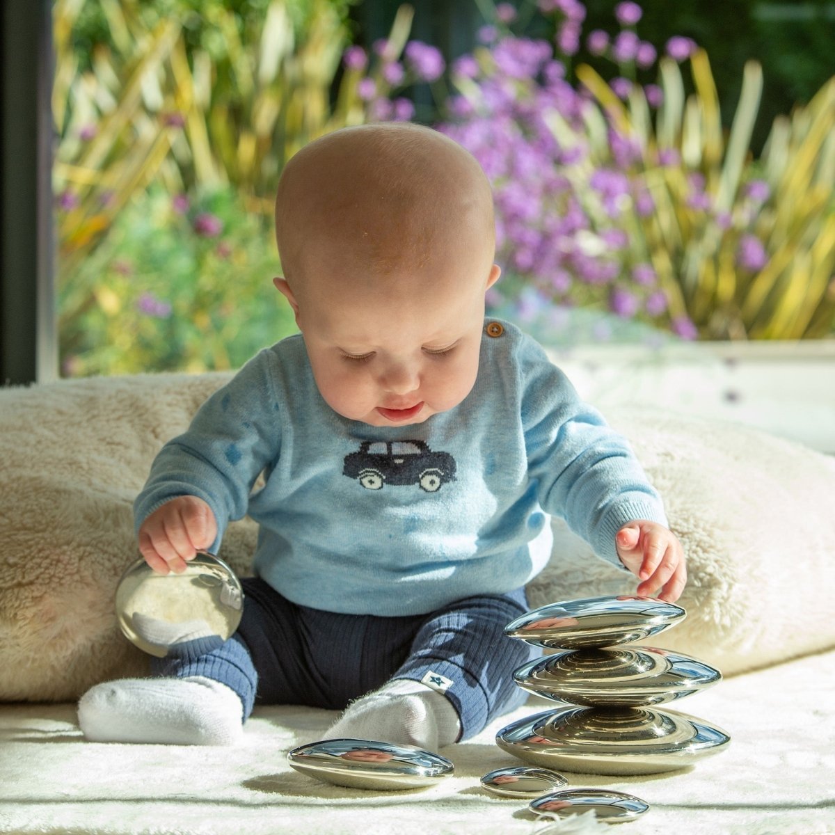 Sensory Steel Silver Buttons – Baby Toys & Activity Equipment for children, available at Learning Bugs UK