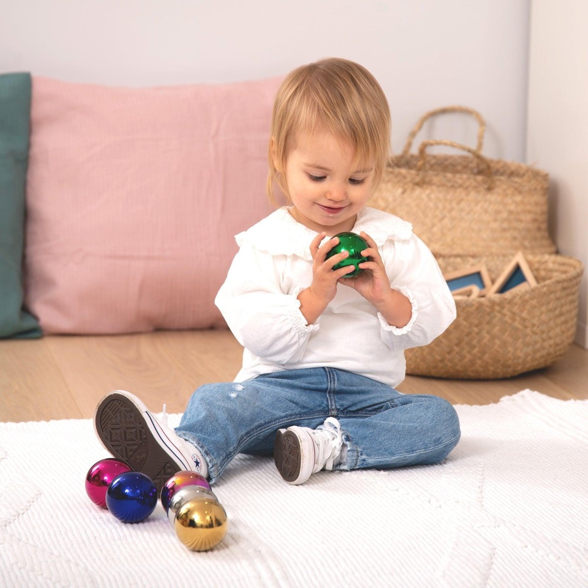 Sensory Steel Colour Mystery Balls – Baby Toys & Activity Equipment for children, available at Learning Bugs UK