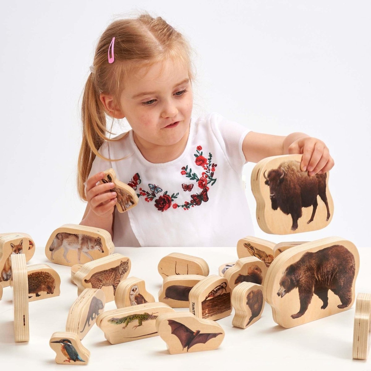 Wooden Forest Animal Blocks – Real Image - Blocks for children, available at Learning Bugs UK