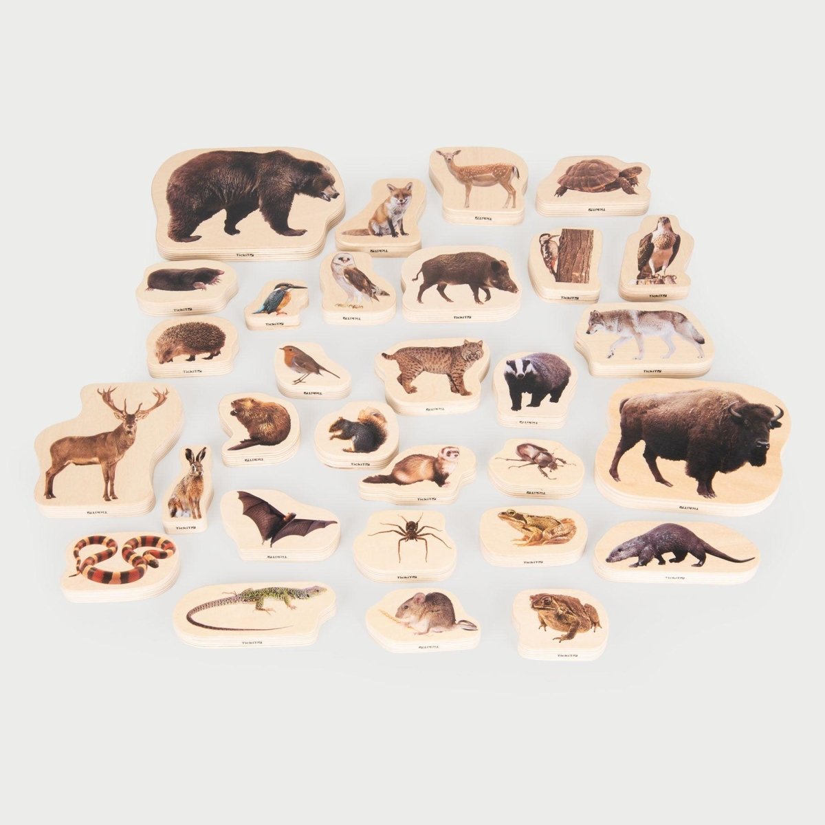 Wooden Forest Animal Blocks – Real Image - Blocks for children, available at Learning Bugs UK