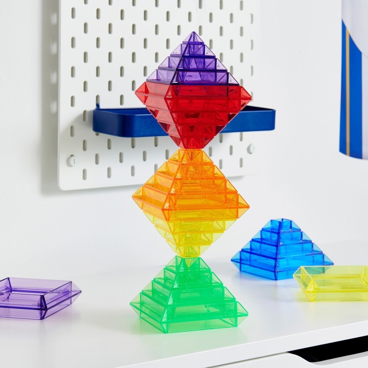 Translucent Colour Pyramid Builder - Pack of 30 – Baby Toys & Activity Equipment for children, available at Learning Bugs UK