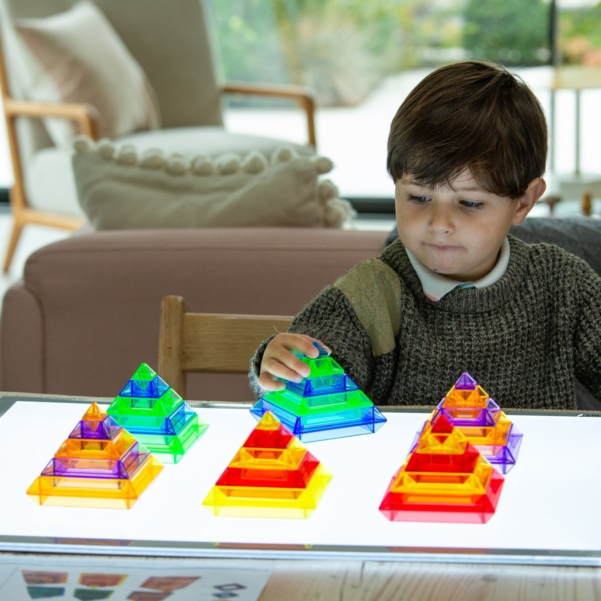 Translucent Colour Pyramid Builder - Pack of 30 – Baby Toys & Activity Equipment for children, available at Learning Bugs UK