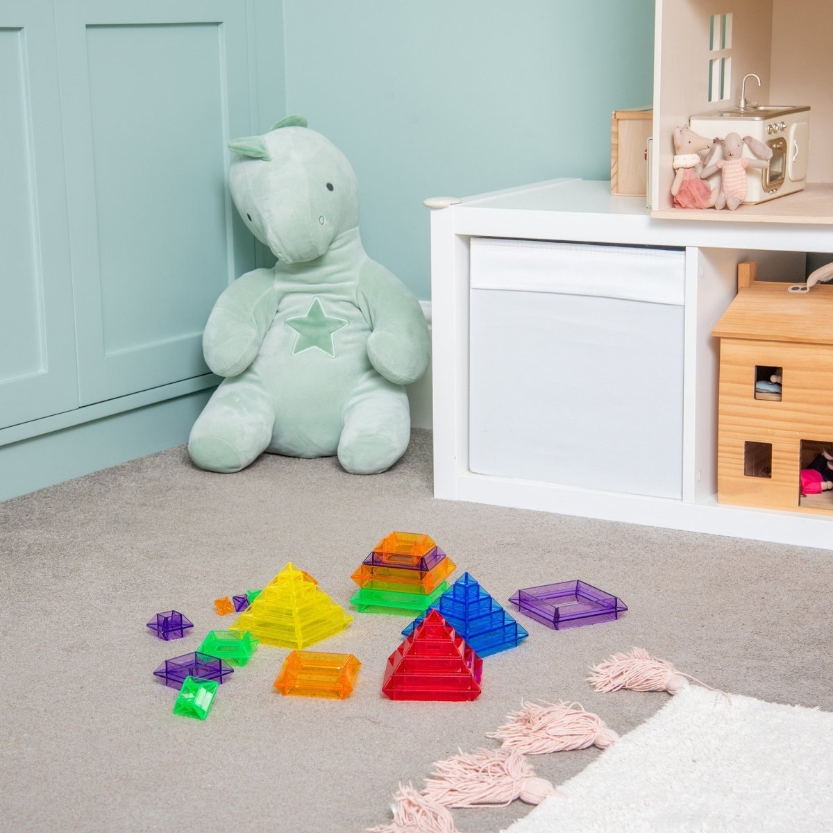 Translucent Colour Pyramid Builder - Pack of 30 – Baby Toys & Activity Equipment for children, available at Learning Bugs UK