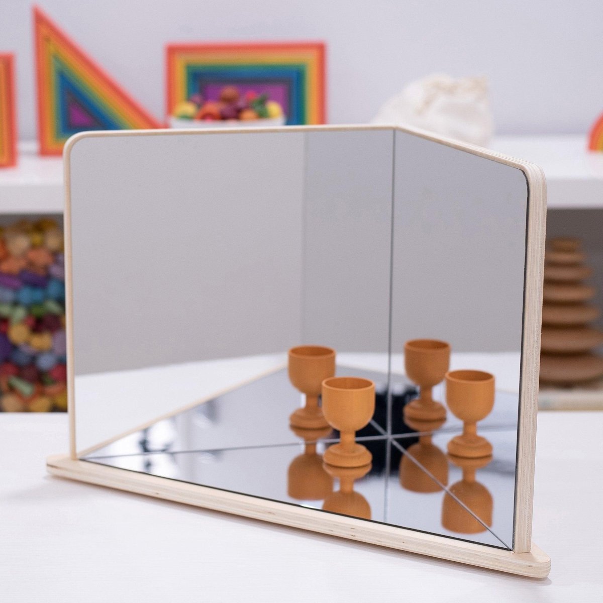 Wooden 4-Way Mirror – Baby Toys & Activity Equipment for children, available at Learning Bugs UK