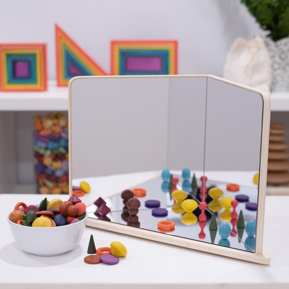 Wooden 4-Way Mirror – Baby Toys & Activity Equipment for children, available at Learning Bugs UK