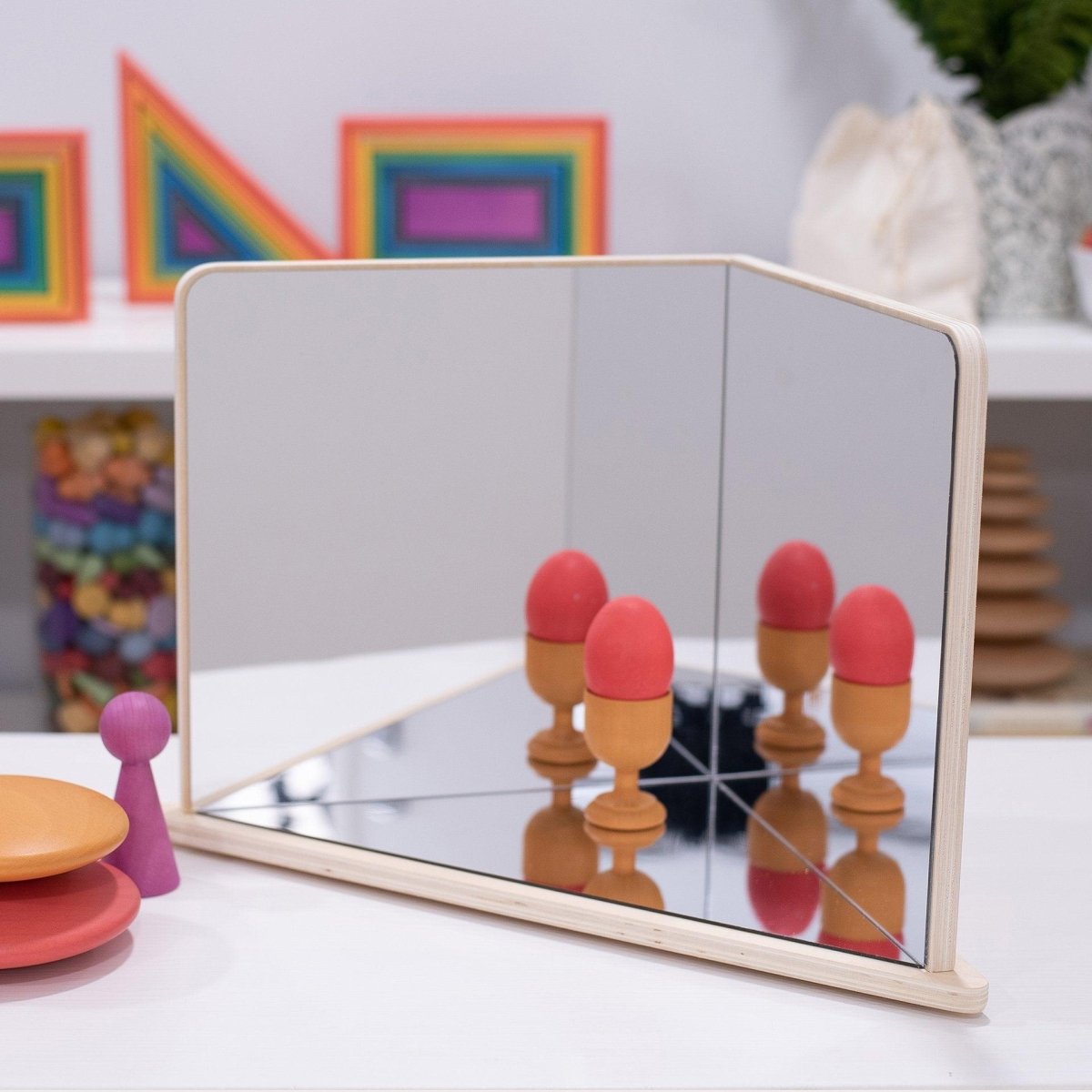 Wooden 4-Way Mirror – Baby Toys & Activity Equipment for children, available at Learning Bugs UK