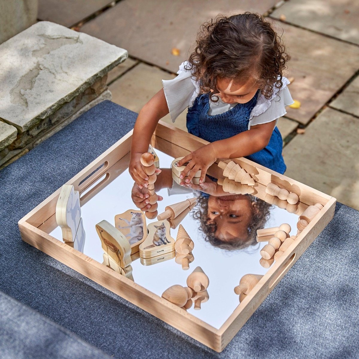 Wooden Mirror Tray – Baby Toys & Activity Equipment for children, available at Learning Bugs UK