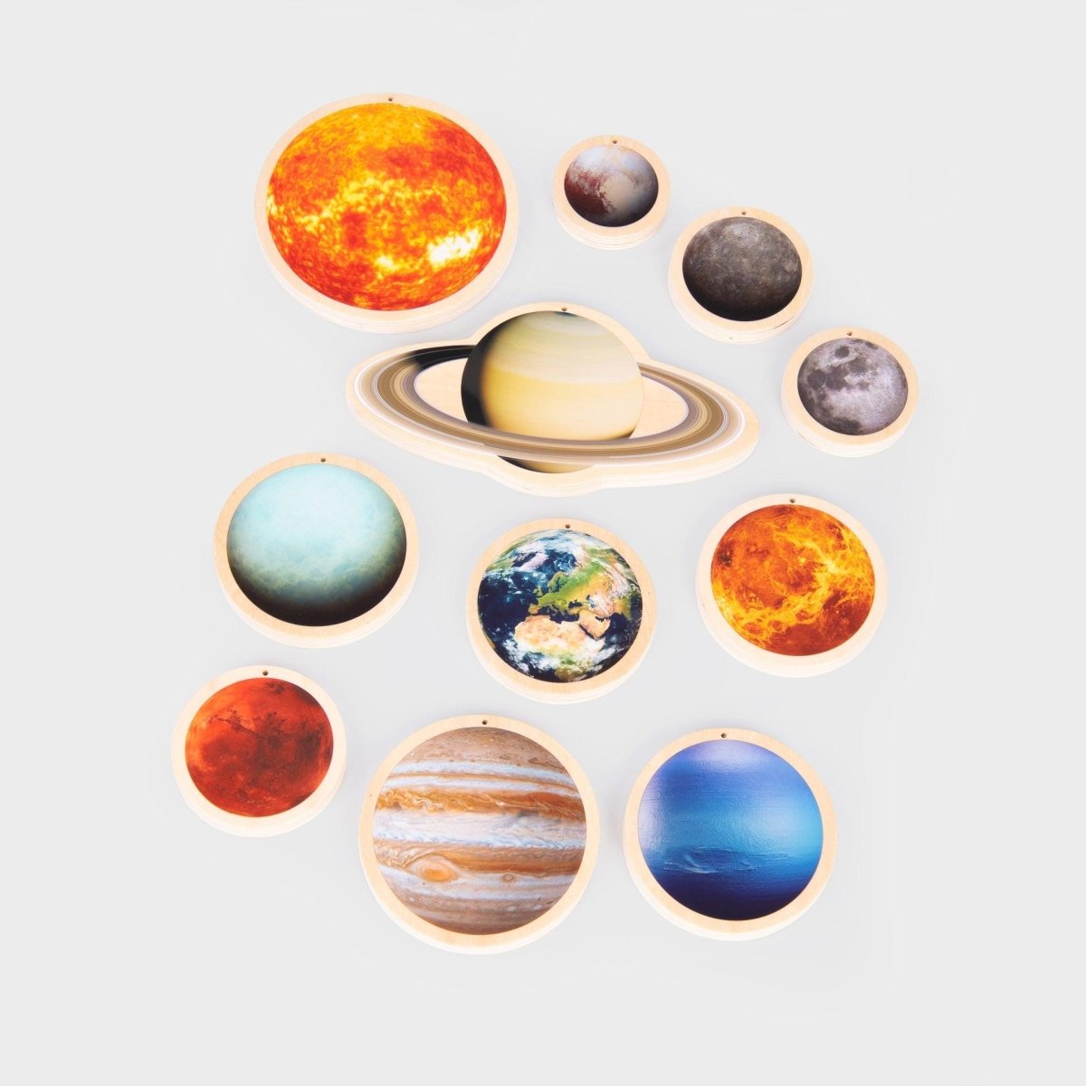Wooden Solar System Discs – Baby Toys & Activity Equipment for children, available at Learning Bugs UK