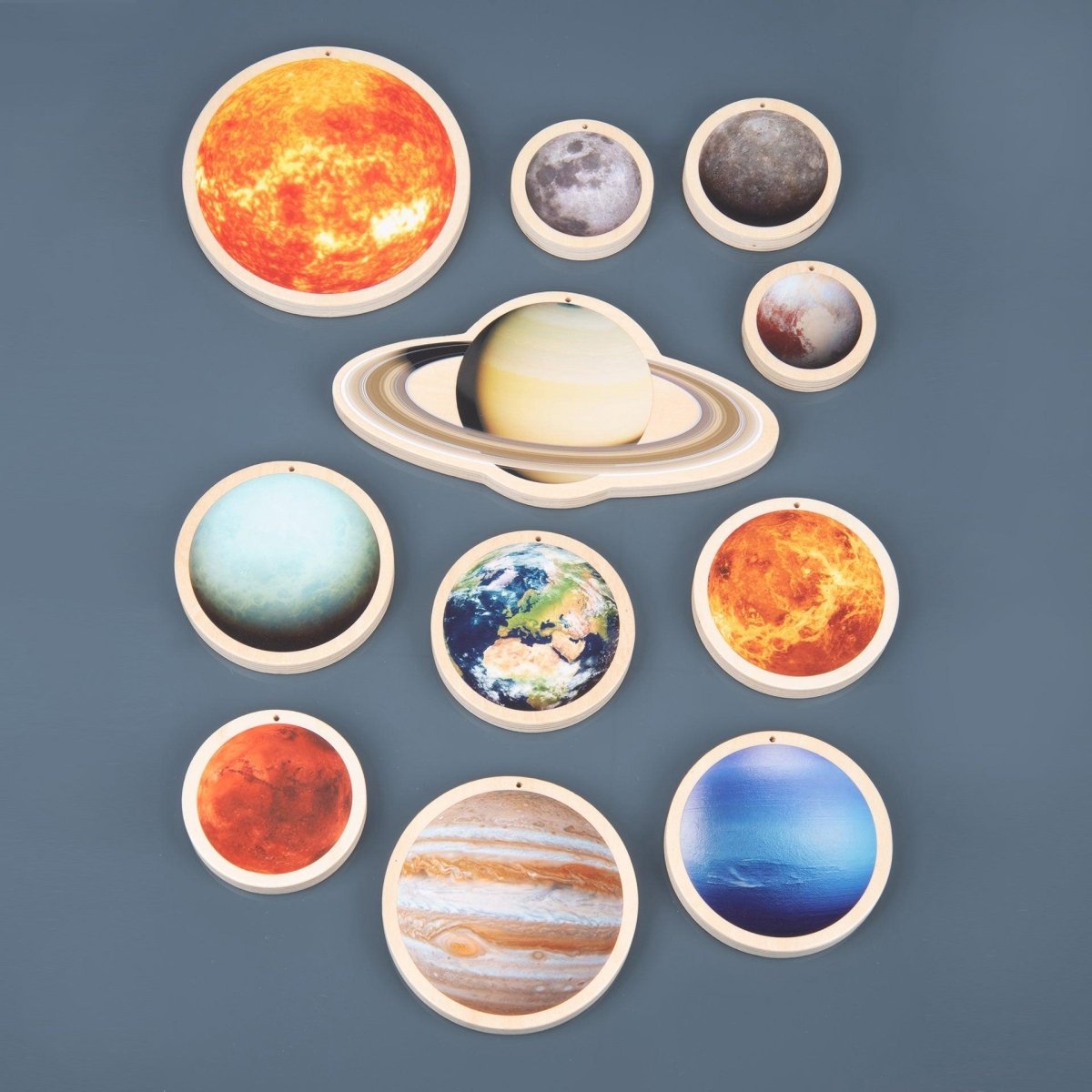 Wooden Solar System Discs – Baby Toys & Activity Equipment for children, available at Learning Bugs UK