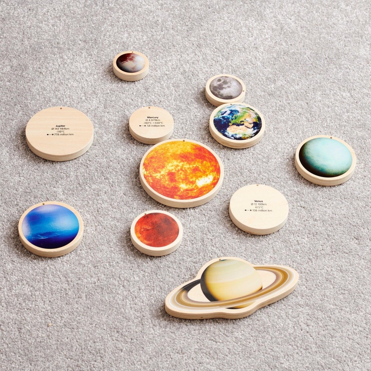 Wooden Solar System Discs – Baby Toys & Activity Equipment for children, available at Learning Bugs UK