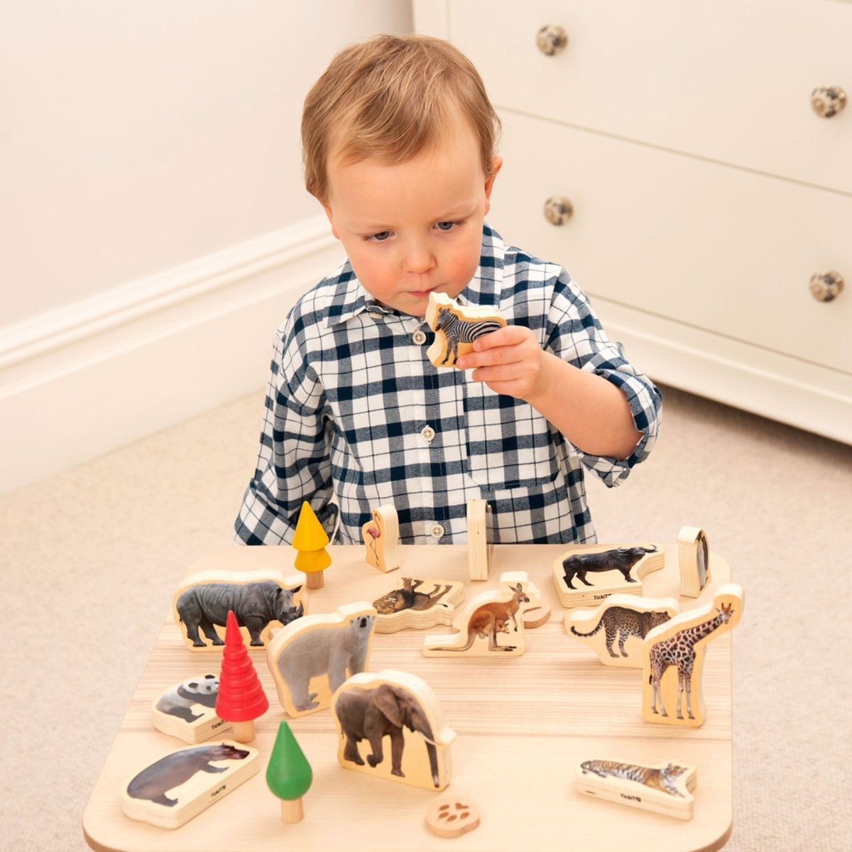 Wooden Wild Animal Blocks – Baby Toys & Activity Equipment for children, available at Learning Bugs UK