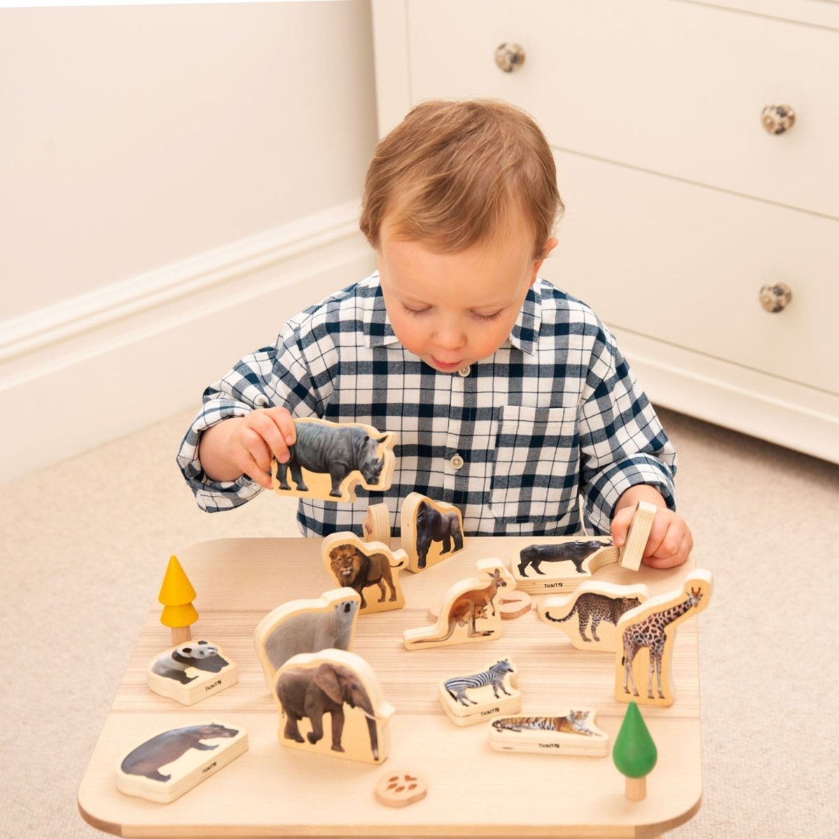Wooden Wild Animal Blocks – Baby Toys & Activity Equipment for children, available at Learning Bugs UK